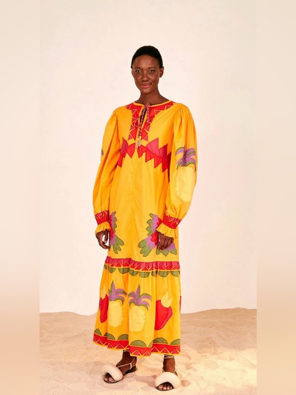 Farm Rio Patchwork Cotton Maxi dress